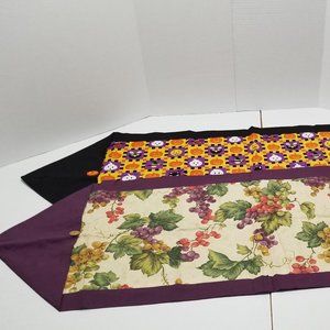Lot of 2 New Handmade Table Runners Halloween Grap